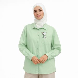 خرید اینترنتی شومیز زنانه سبز مینیمال طرح کارتونی 022