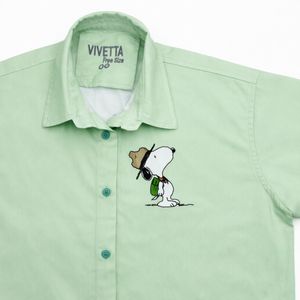 قیمت ارزان شومیز زنانه سبز مینیمال طرح کارتونی 022