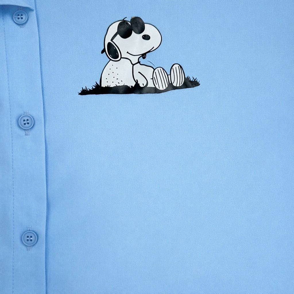 قیمت ارزان شومیز زنانه آبی مینیمال طرح کارتونی 023