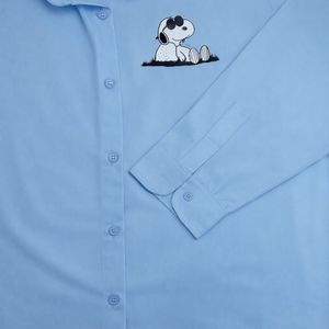 شومیز زنانه آبی مینیمال طرح کارتونی 023