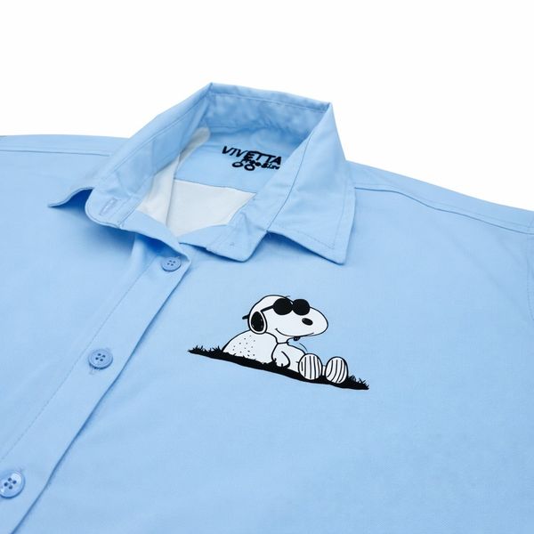 شومیز زنانه آبی مینیمال طرح کارتونی 023