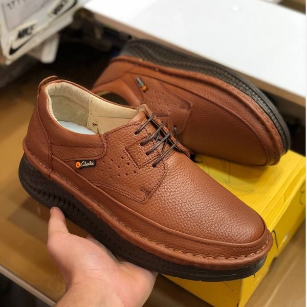 کفش چرم مردانه کلارک زیره پرفکت عسلی