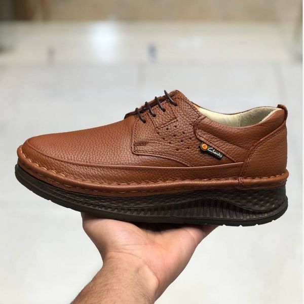 کفش چرم مردانه کلارک زیره پرفکت عسلی