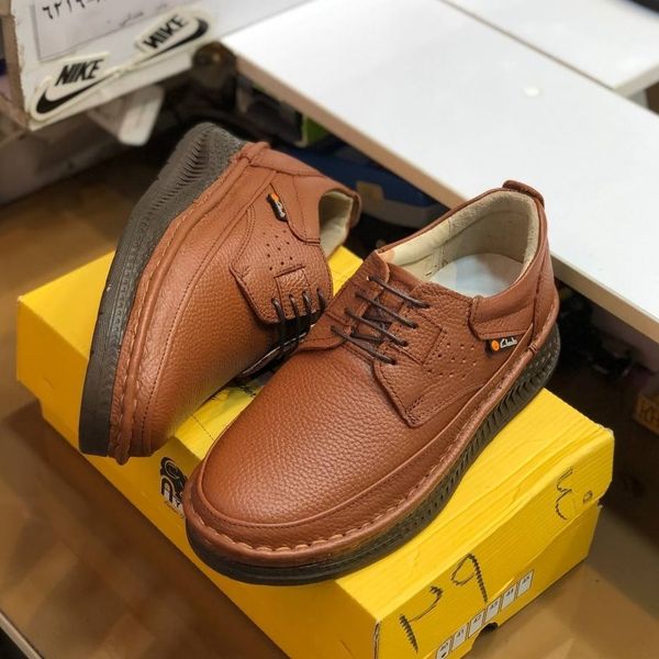 کفش چرم مردانه کلارک زیره پرفکت عسلی