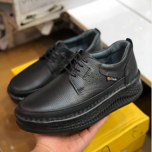 کفش چرم مردانه کلارک زیره پرفکت مشکی