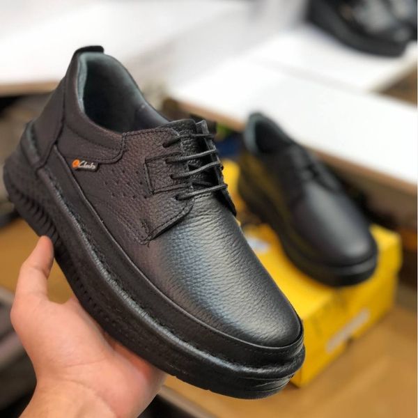 کفش چرم مردانه کلارک زیره پرفکت مشکی