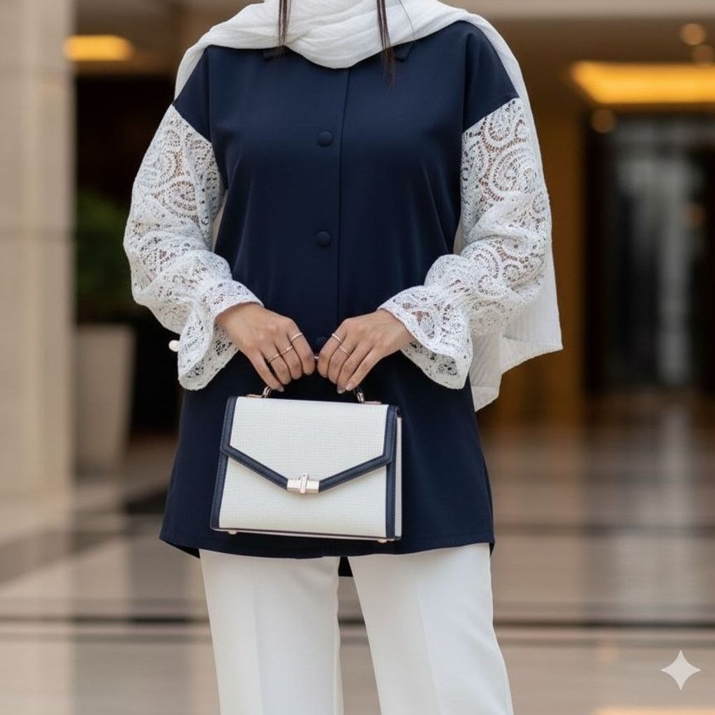 خرید آنلاین شومیز مانتویی مجلسی آستین گیپوری