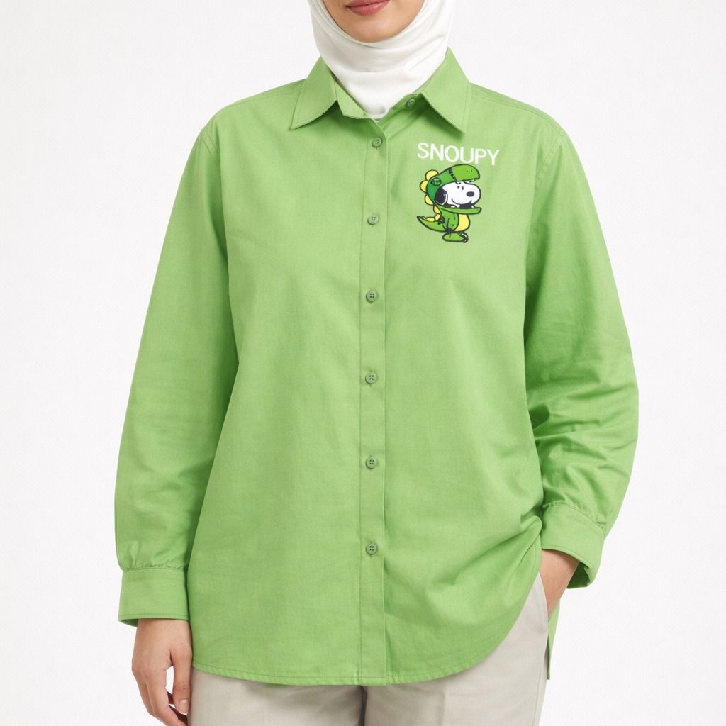 قیمت شومیز زنانه سبز مینیمال طرح کارتونی 024