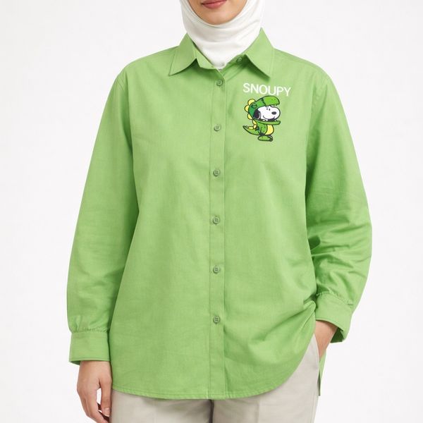 شومیز زنانه سبز مینیمال طرح کارتونی 024