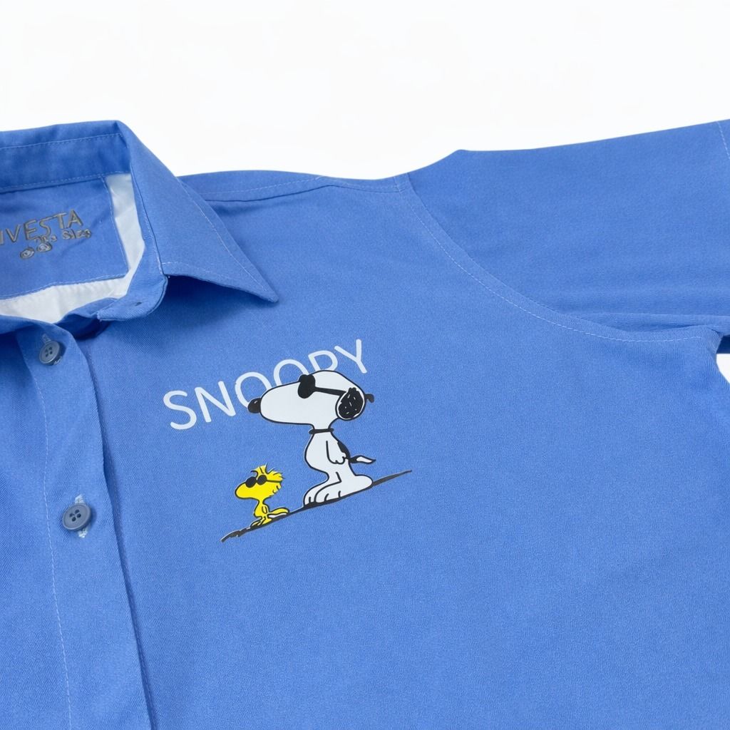 قیمت ارزان شومیز زنانه آبی مینیمال طرح کارتونی 025