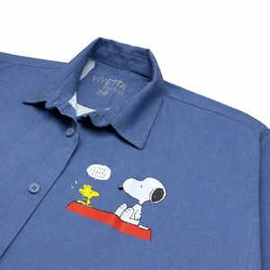 قیمت شومیز زنانه آبی مینیمال طرح کارتونی 026