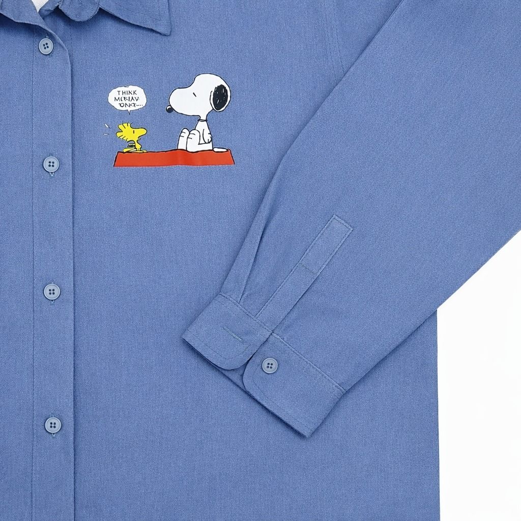 قیمت ارزان شومیز زنانه آبی مینیمال طرح کارتونی 026