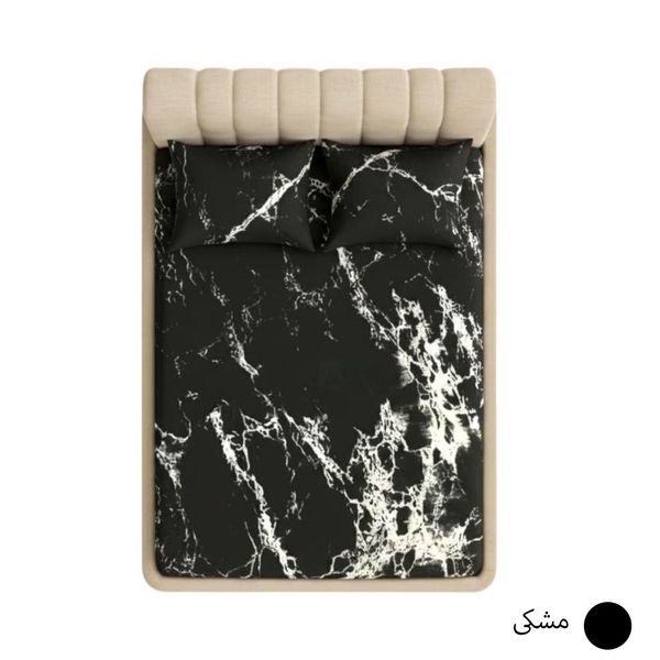 پارچه ملحفه طرح ماربل مدل کشدار 2نفره 3تکه + کش نگدارنده