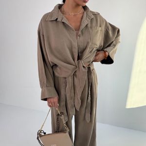 خرید اینترنتی ست شومیز شلوار جلو گره کد 160884