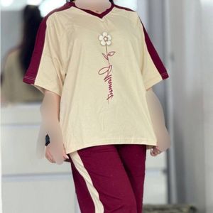 تیشرت شلوار گل برجسته