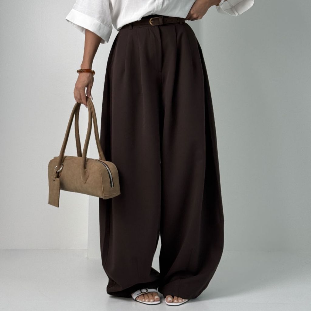 خرید اینترنتی شلوار پارچه ای کمربنددار کد 102175