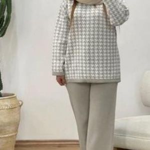 ست بافت بلوز و شلوار پیچازی طوسی سیر زنانه