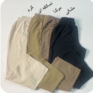 خرید اینترنتی شلوار نیم بگ الیاف طبیعی لینن زنانه مناسب سایز 36 تا 46