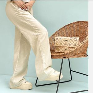 شلوار نیم بگ الیاف طبیعی لینن زنانه مناسب سایز 36 تا 46