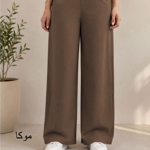 شلوار نیم بگ الیاف طبیعی لینن زنانه مناسب سایز 36 تا 48