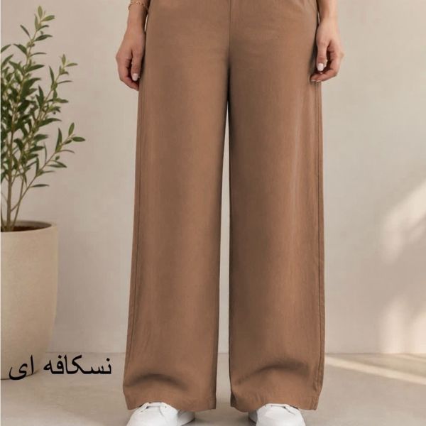 شلوار نیم بگ الیاف طبیعی لینن زنانه مناسب سایز 36 تا 48
