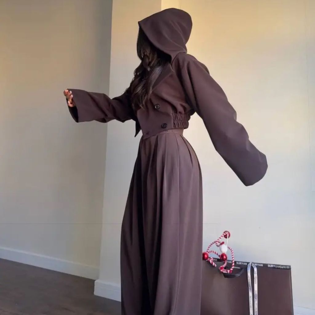 خرید انلاین کت کلاه دار کمر کش Vamp کد : 103876