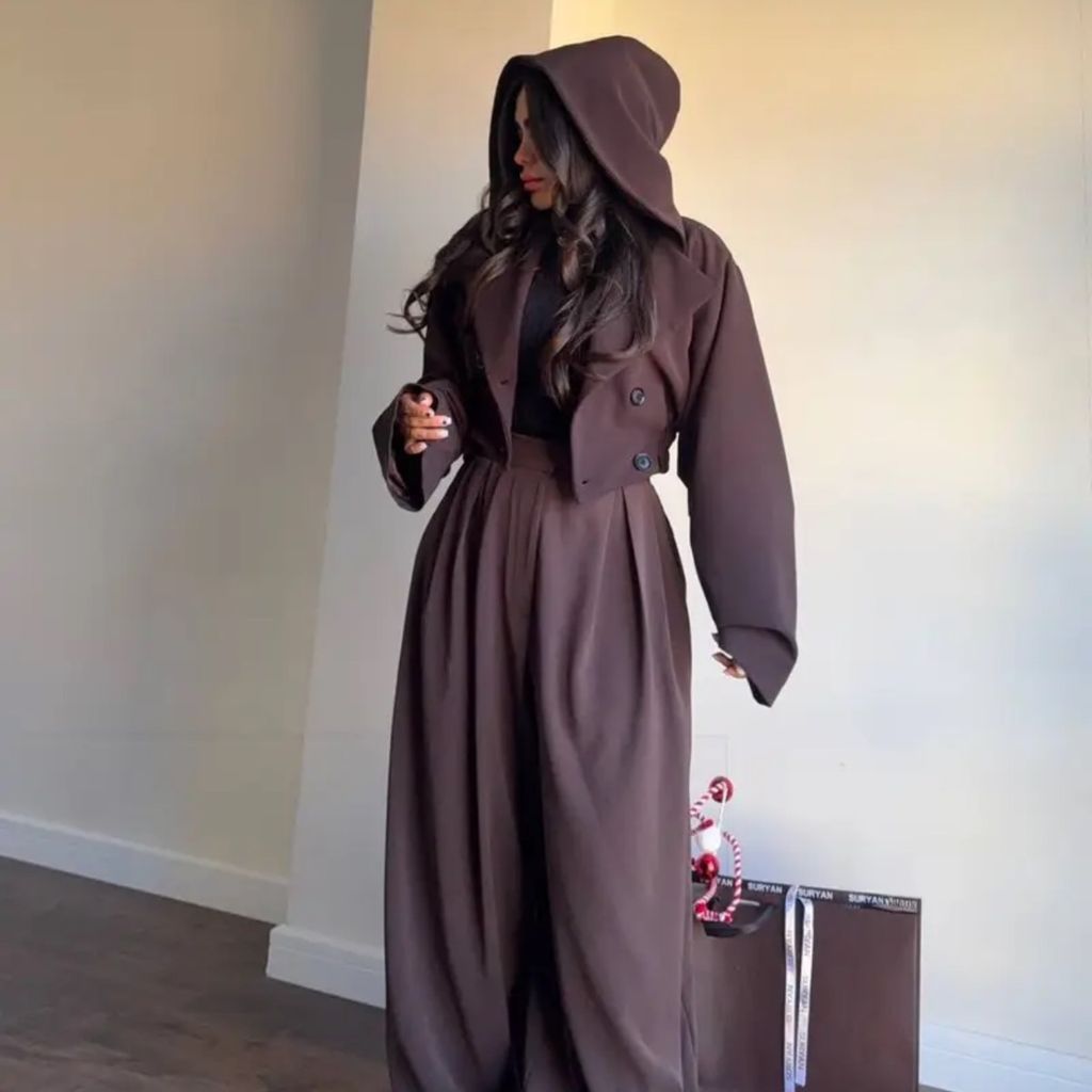 خرید اینترنتی کت کلاه دار کمر کش Vamp کد : 103876