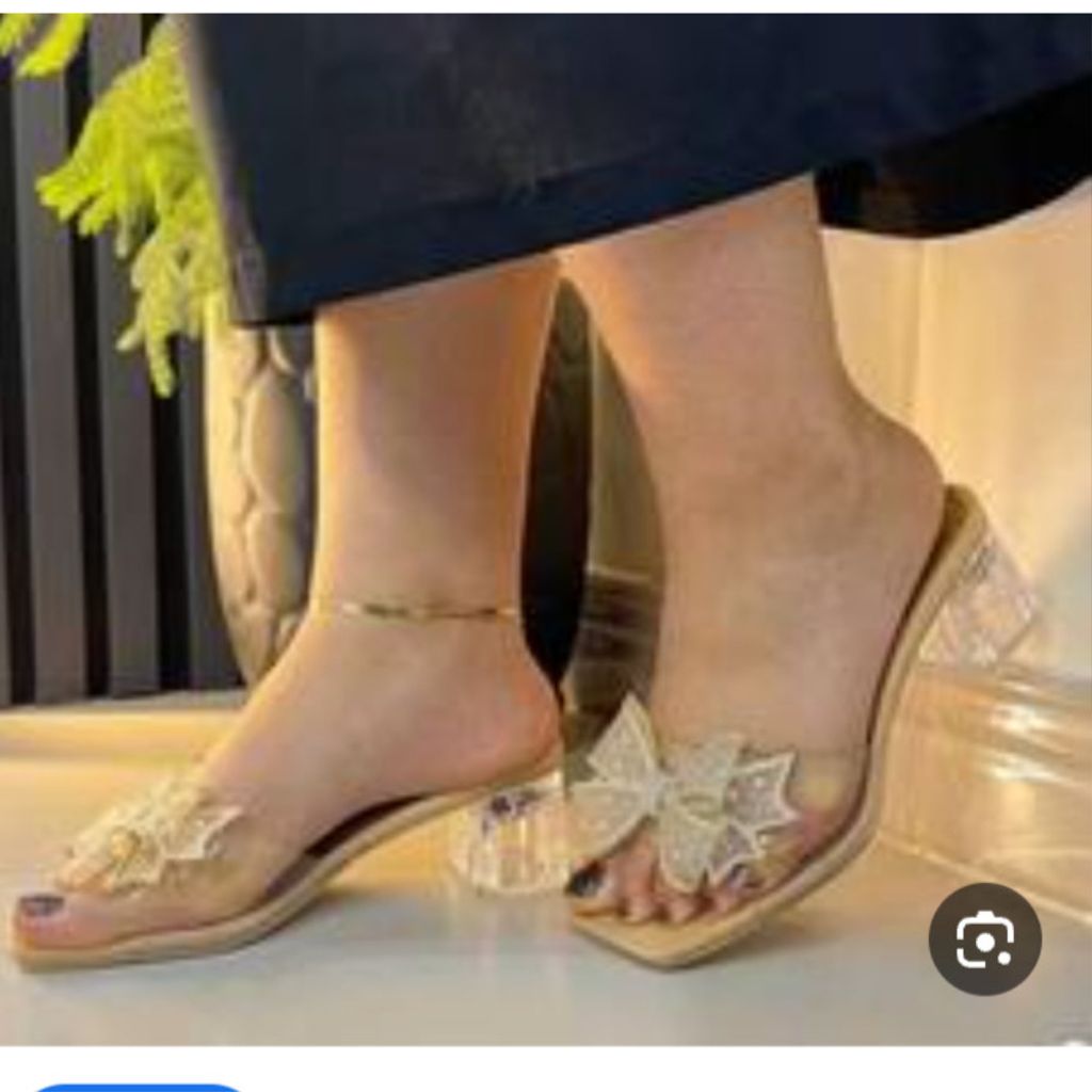 خرید آنلاین دمپایی مجلسی طلقی پاشنه شیشه ای ترند سال