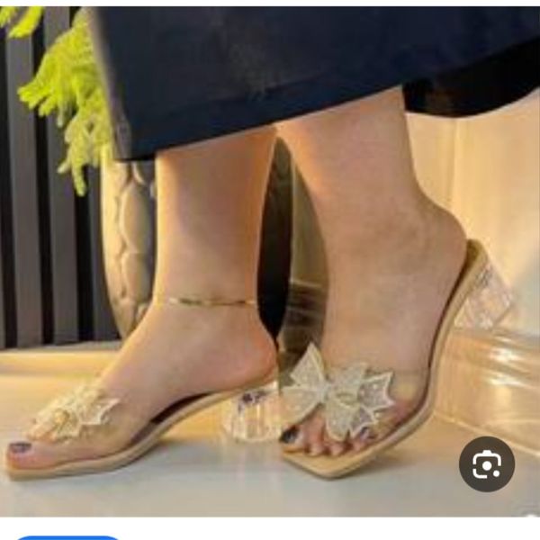 دمپایی مجلسی طلقی پاشنه شیشه ای ترند سال