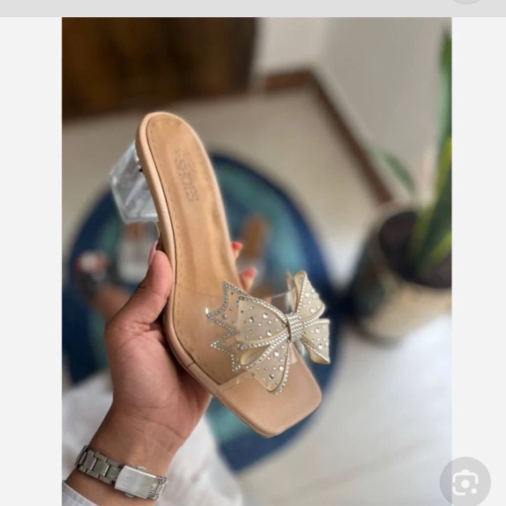 خرید انلاین دمپایی مجلسی طلقی پاشنه شیشه ای ترند سال