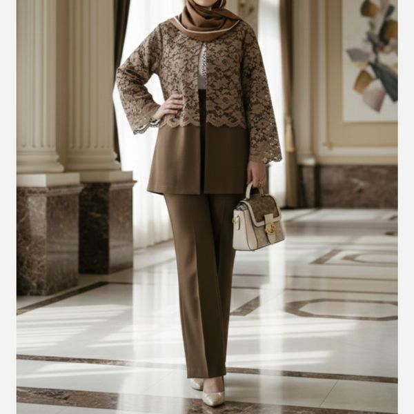 کت شلوار مزونی مدل فروغ شکلاتی