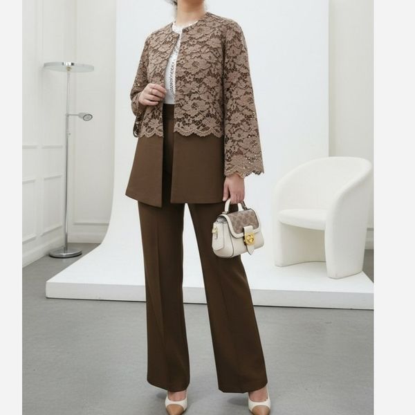 کت شلوار مزونی مدل فروغ شکلاتی