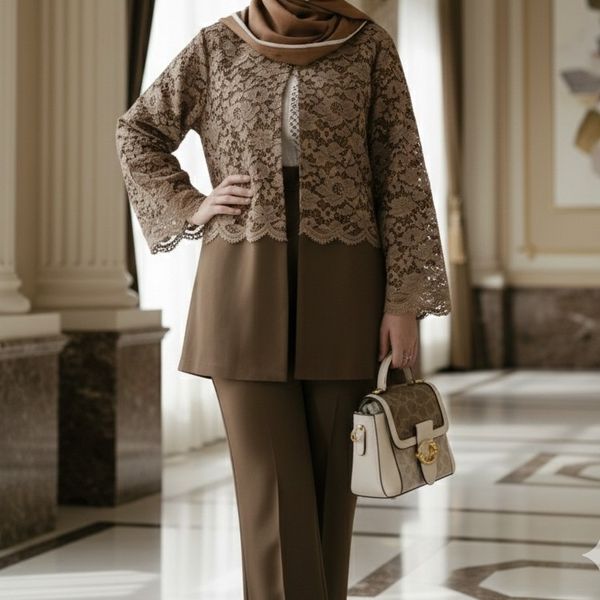 کت شلوار مزونی مدل فروغ شکلاتی