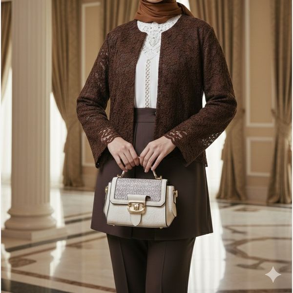 کت شلوار مزونی مدل فروغ قهوه ای