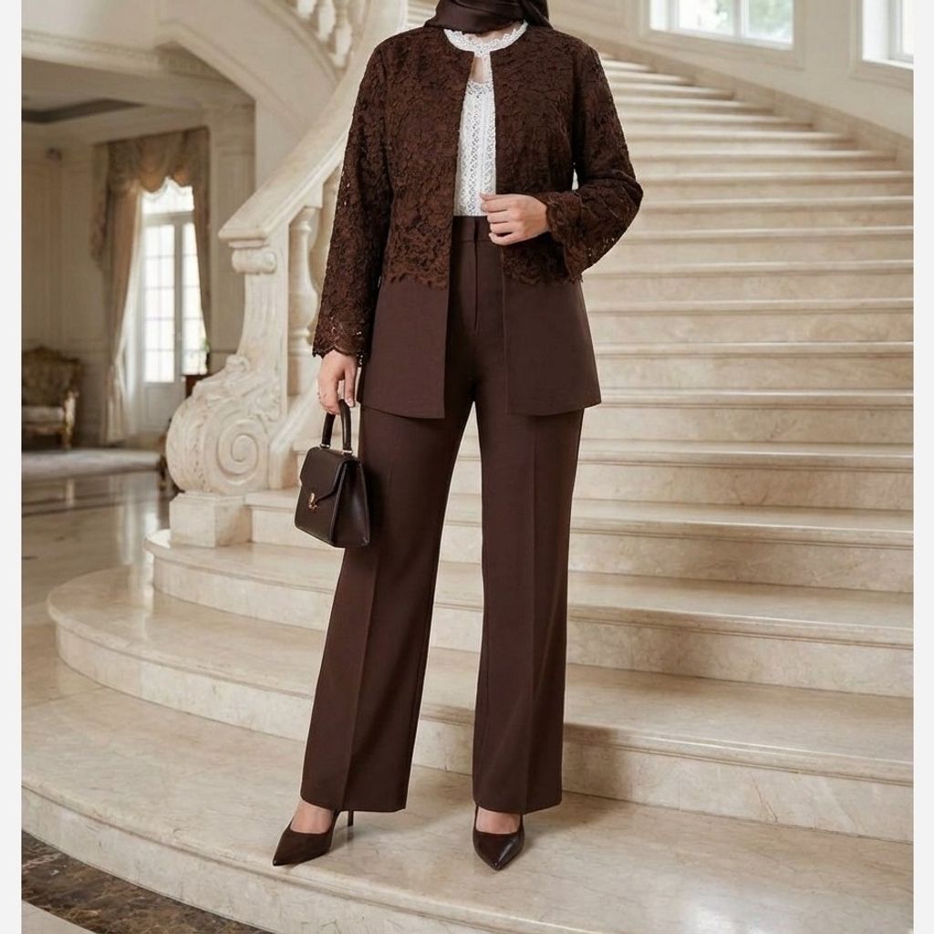 خرید اینترنتی کت شلوار مزونی مدل فروغ قهوه ای