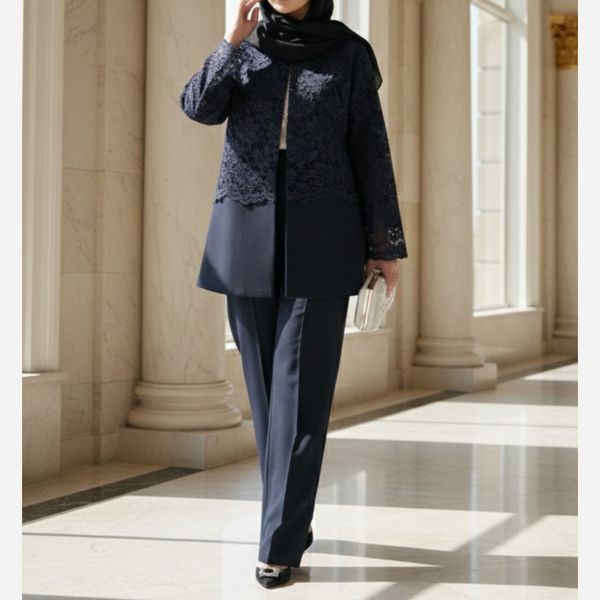 کت شلوار مزونی مدل فروغ سرمه ای