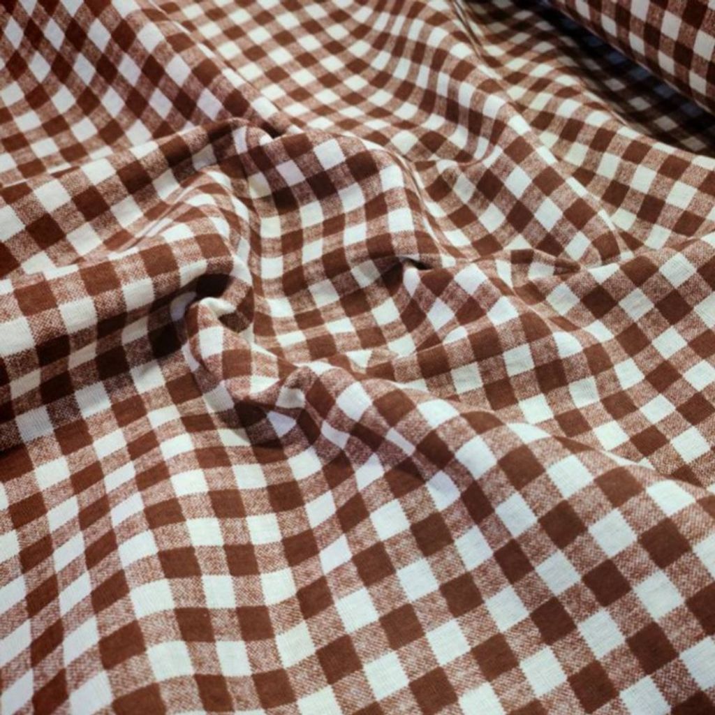 خرید انلاین پارچه آشپزخانه تمام پنبه عرض 1.5 مدل چهارخانه قهوه ای