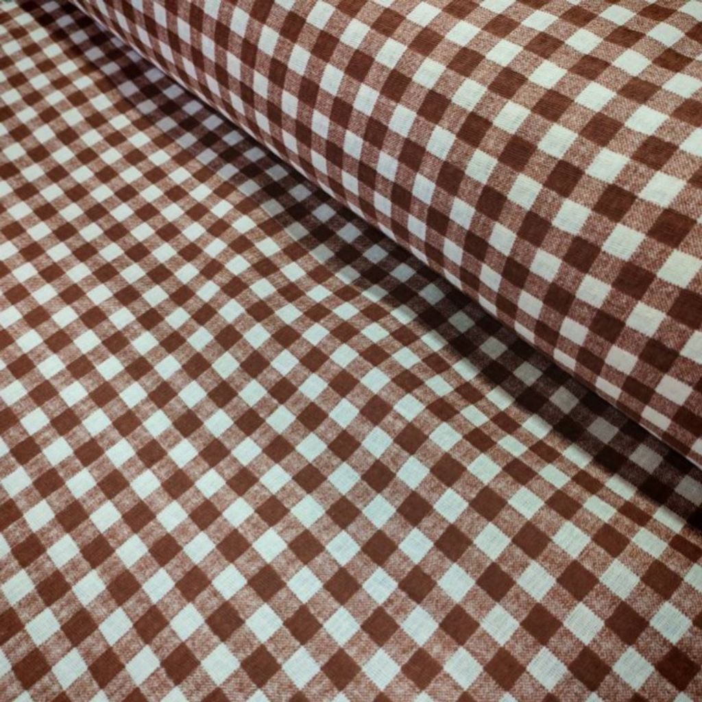 فروش اینترنتی پارچه آشپزخانه تمام پنبه عرض 1.5 مدل چهارخانه قهوه ای