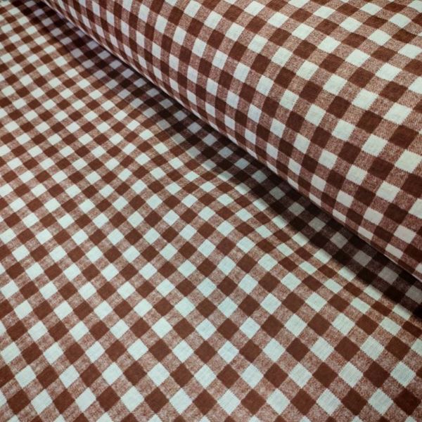 پارچه آشپزخانه تمام پنبه عرض 1.5 مدل چهارخانه قهوه ای