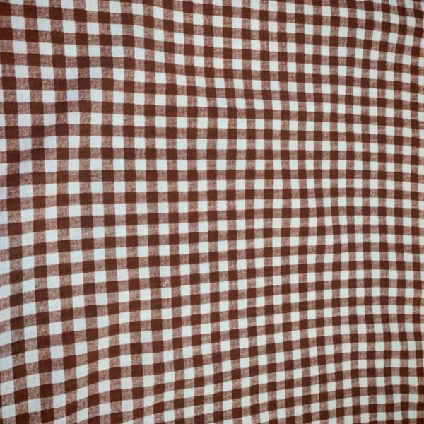 پارچه آشپزخانه تمام پنبه عرض 1.5 مدل چهارخانه قهوه ای