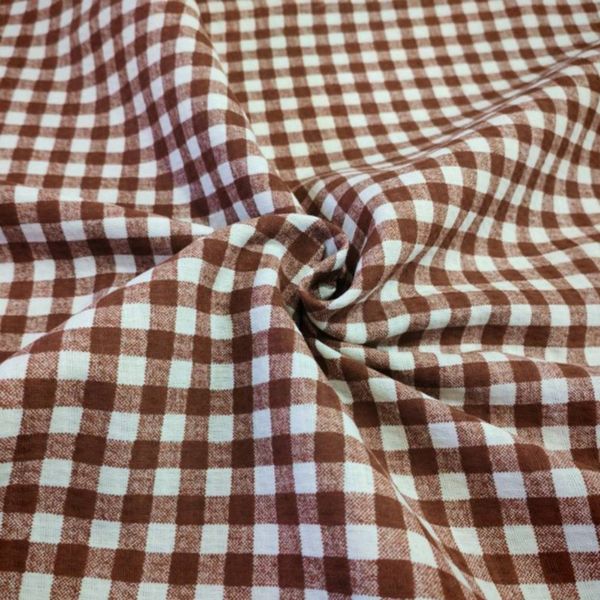 پارچه آشپزخانه تمام پنبه عرض 1.5 مدل چهارخانه قهوه ای