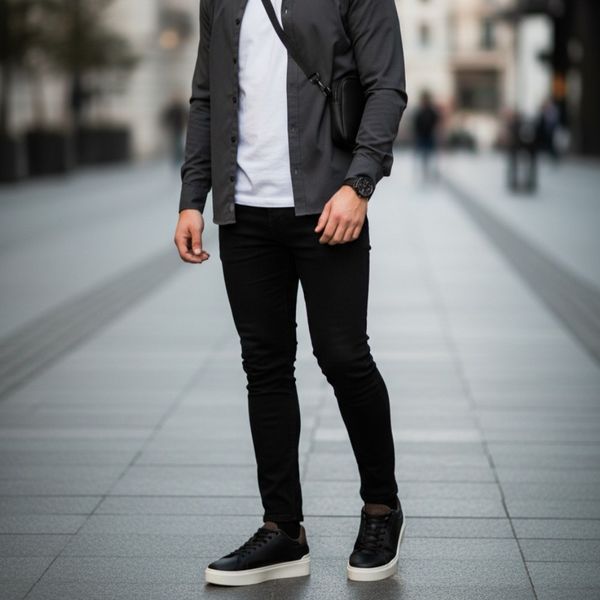 کفش مردانه زارا مشکی مدل Heel Detail Trainers