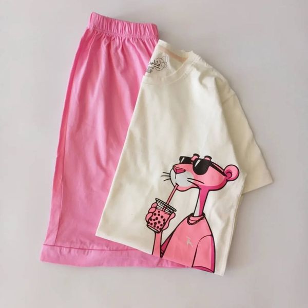 ست تیشرت شلوارک پلنگ صورتی akh