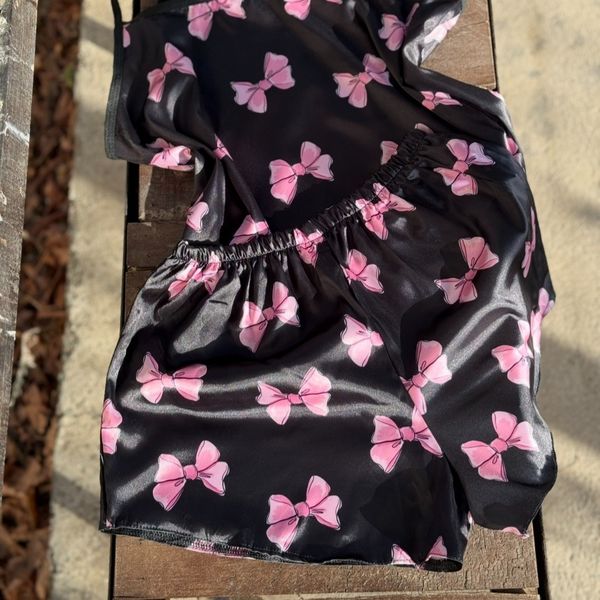 تاپ و شلوارک ساتن پاپیون