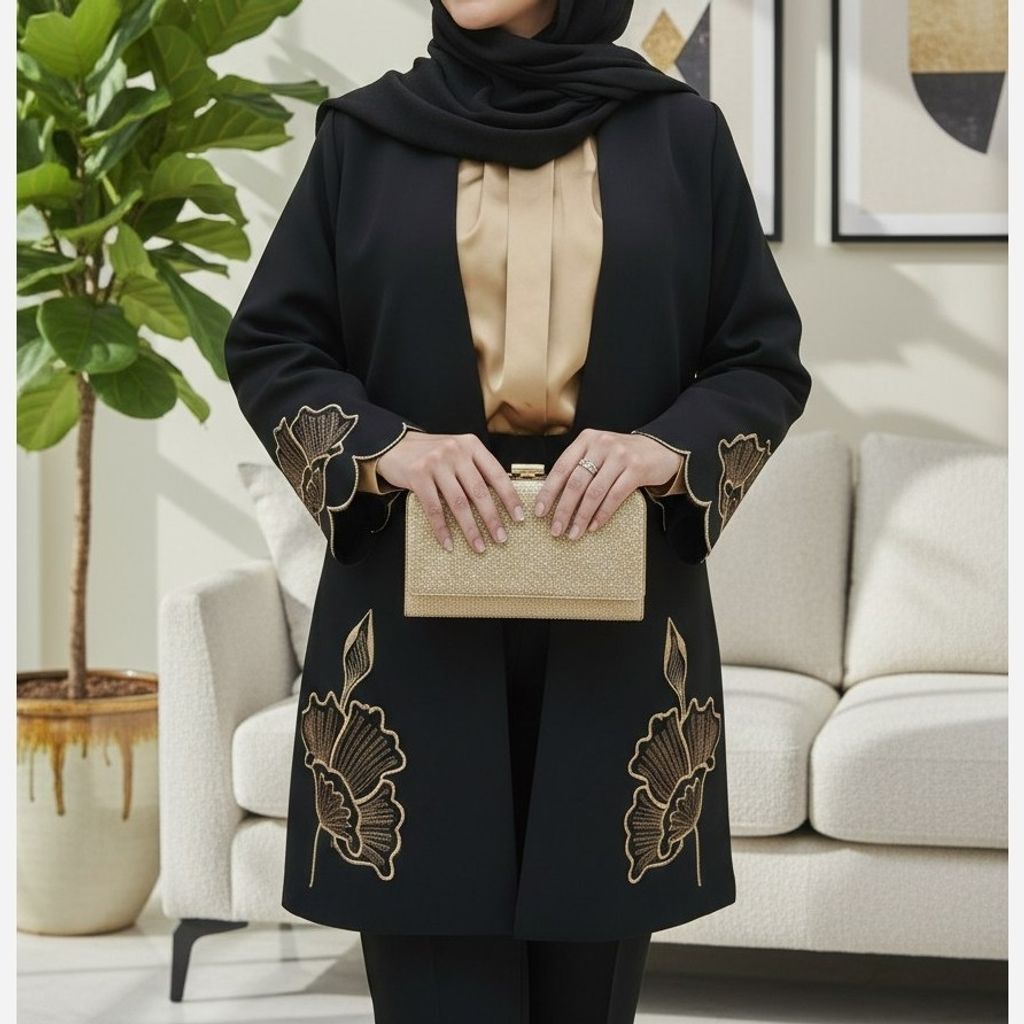 فروش اینترنتی مانتو مجلسی مدل آلند قهوه ای