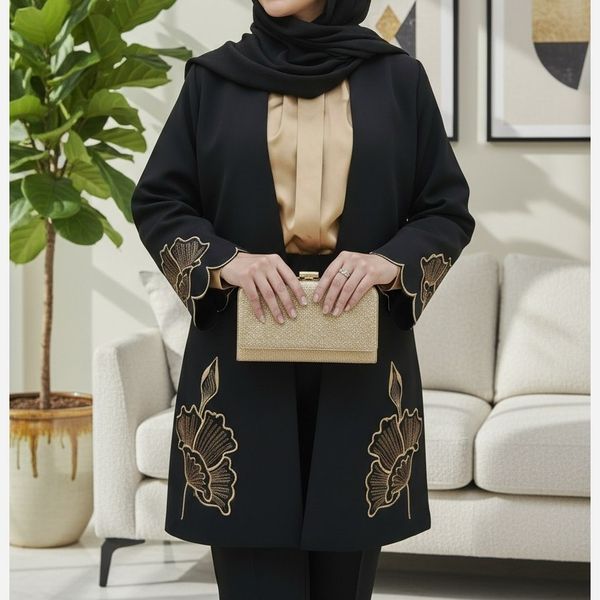 مانتو مجلسی مدل آلند قهوه ای