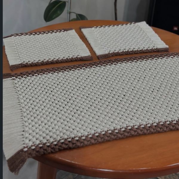 سه تیکه ست مکرومه رانر و‌ زیر بشقابی ارسال رایگان