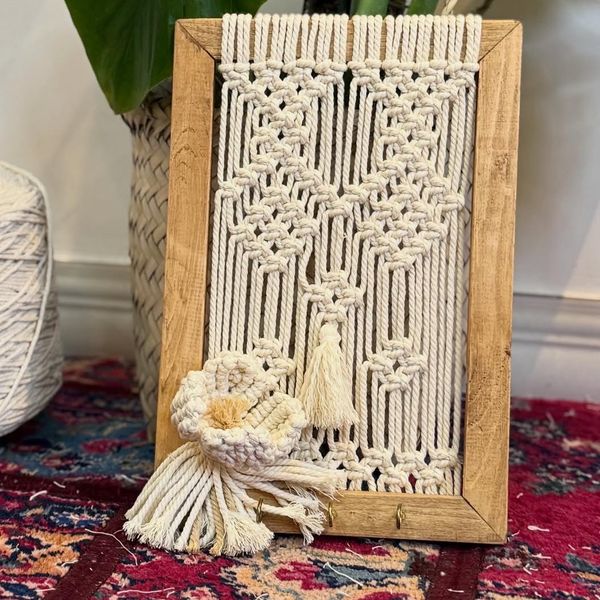 جاکلیدی مکرومه بافی مدل گل