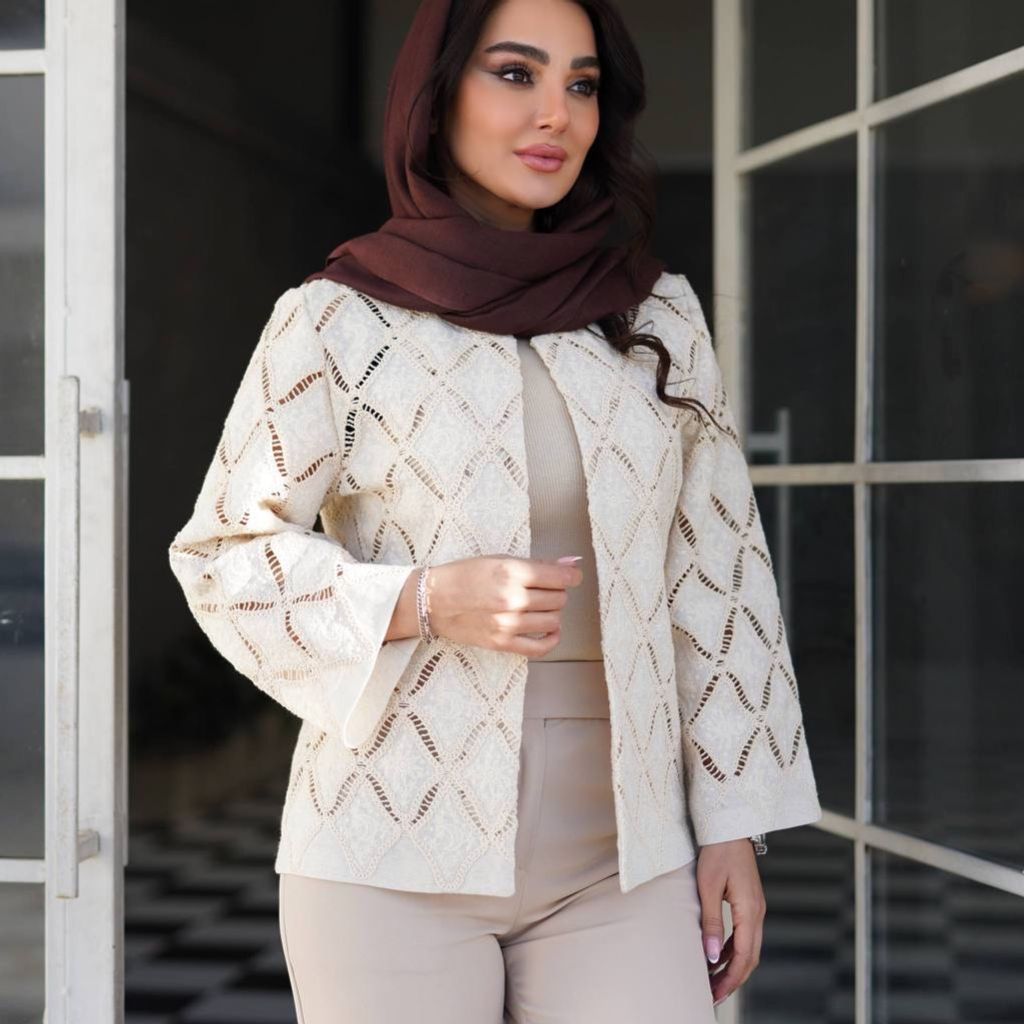 خرید آنلاین کت مزونی قلاب بافی شیدا