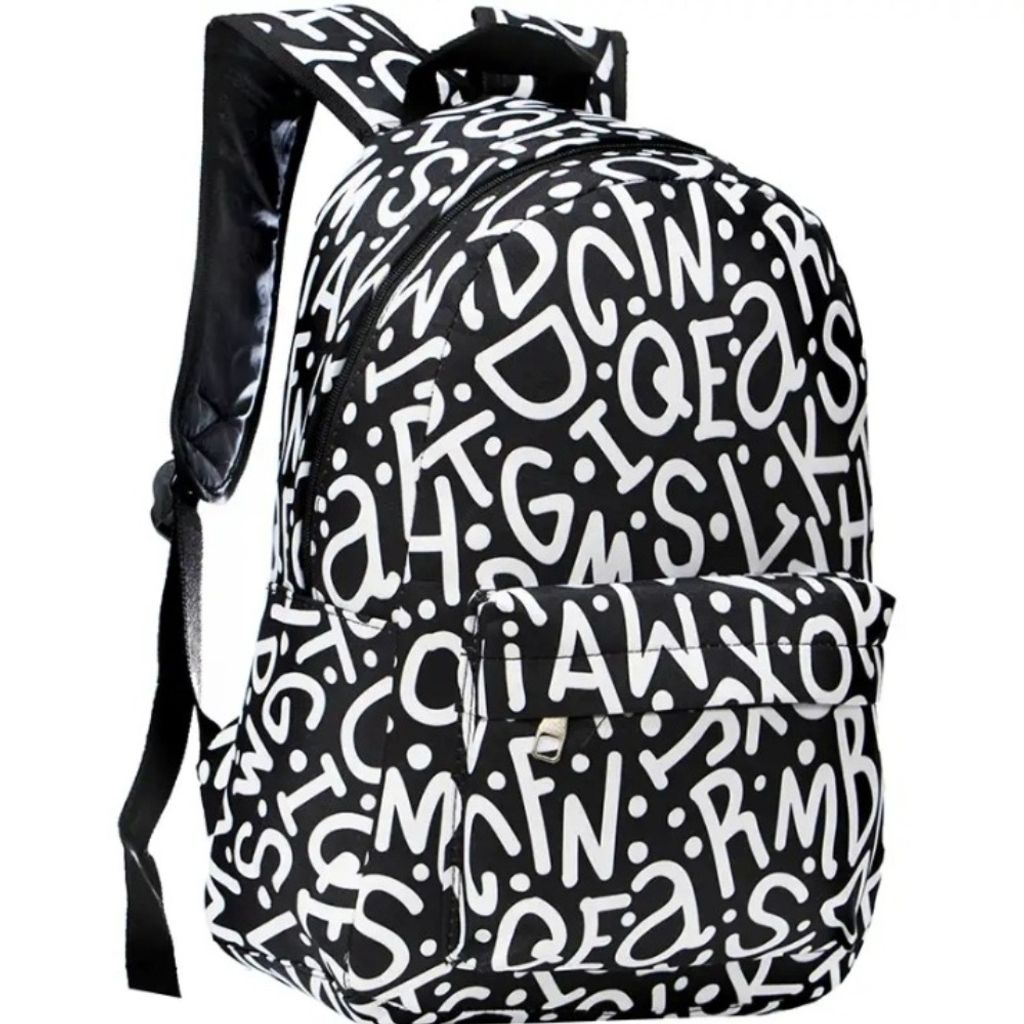 مشخصات کوله پشتی حروف مشکی سفید